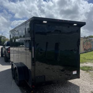 2026 7x14 Enclosed Cargo Trailer – Tandem Axle, 0.080 Plycore, w/ Spoiler (BLACK)