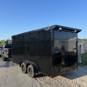 2026 7x16 Enclosed Cargo Trailer – Tandem Axle, 0.080 Plycore, Spoiler (BLACK)