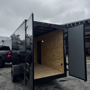 2026 6x12 Enclosed Cargo Trailer – Single Axle, 0.080 Plycore, Barn Doors (BLACK))