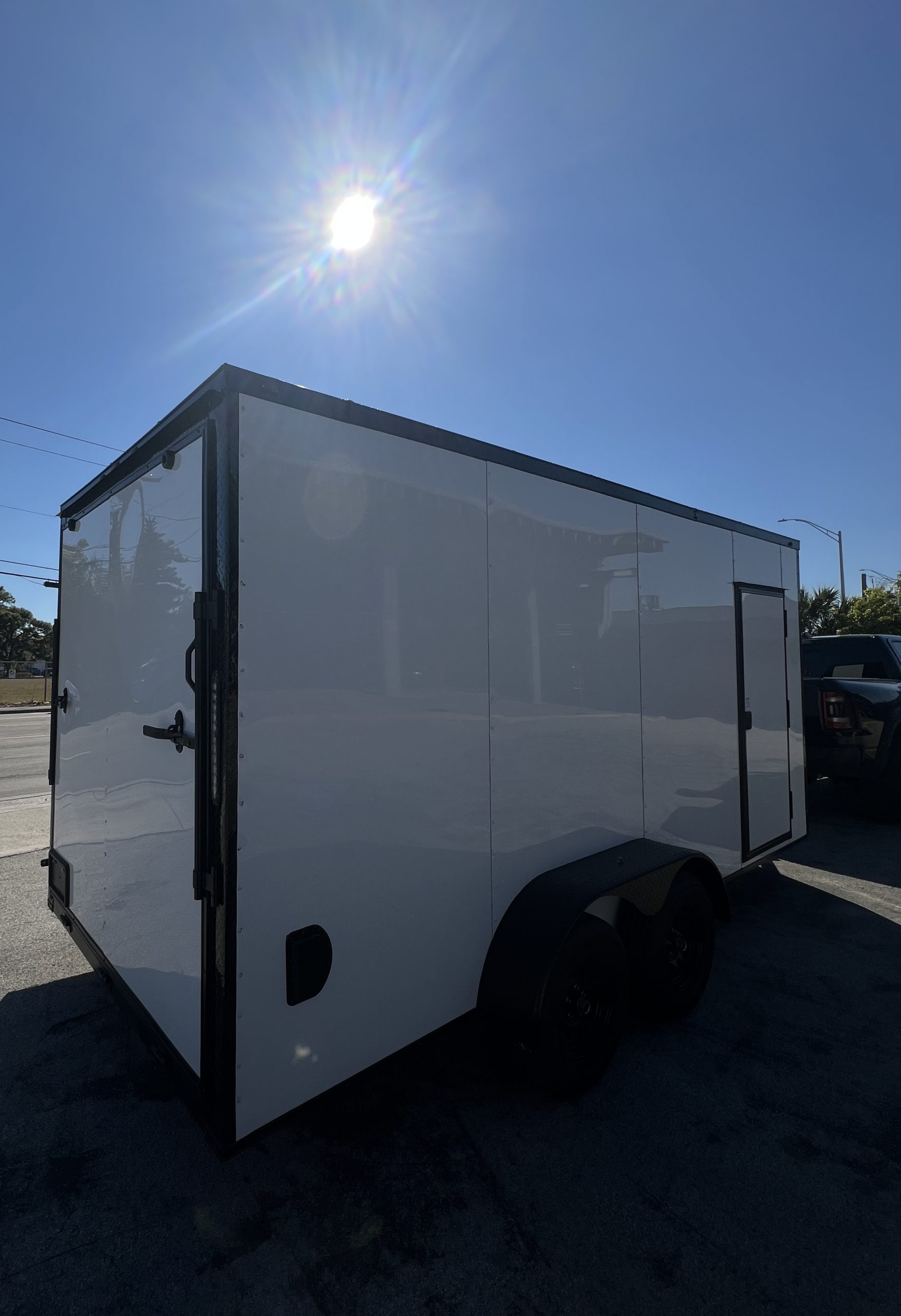 π 2026 7x16 Ta Enclosed Cargo Trailer Double Axle Polycore 0.080π₯ (WHITE / BLACK TRIM) - Image 4