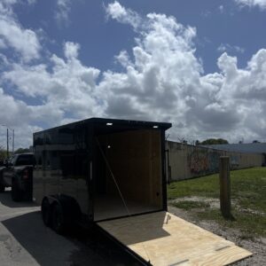 π 2026 7x14 Ta Enclosed Cargo Trailer β Double Axle 0.080 Polycore + Spoilerπ₯ (BLACKOUT)