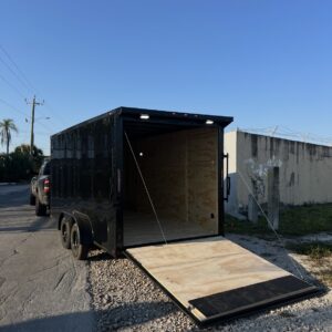 π 2026 7x16 Ta Enclosed Cargo Trailer - Tandem Axle 0.080 Polycore + Spoilerπ₯ (BLACKOUT)