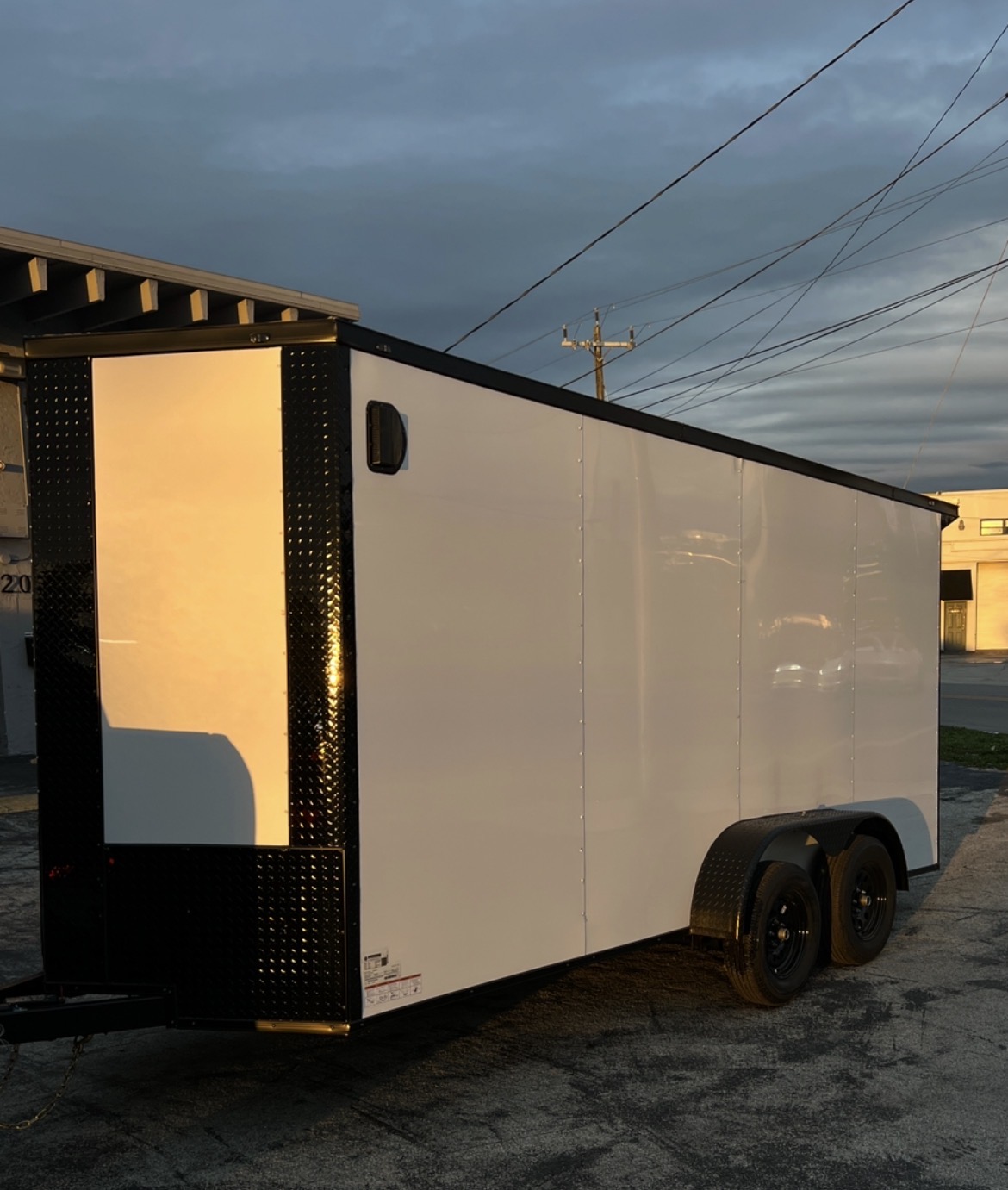 ๐ 2026 7x16 Ta Enclosed Cargo Trailer โ Double Axle 0.080 Polycore + Spoiler๐ฅ (WHITE / BLACK TRIM) - Image 2