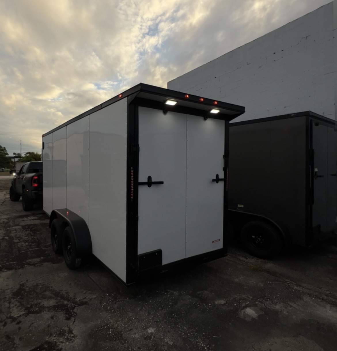 ๐ 2026 7x16 Ta Enclosed Cargo Trailer โ Double Axle 0.080 Polycore + Spoiler๐ฅ (WHITE / BLACK TRIM) - Image 3