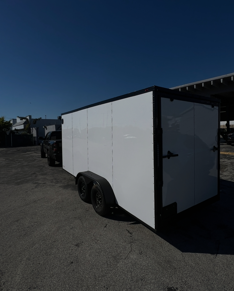 π 2026 7x16 Ta Enclosed Cargo Trailer Double Axle Polycore 0.080π₯ (WHITE / BLACK TRIM) - Image 3