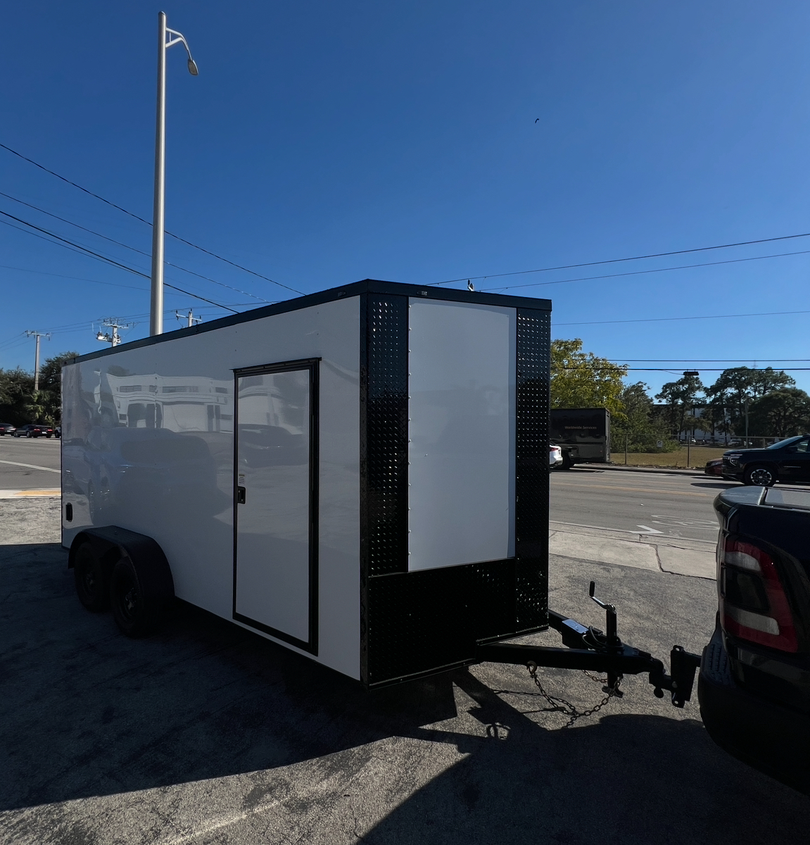 π 2026 7x16 Ta Enclosed Cargo Trailer Double Axle Polycore 0.080π₯ (WHITE / BLACK TRIM) - Image 2