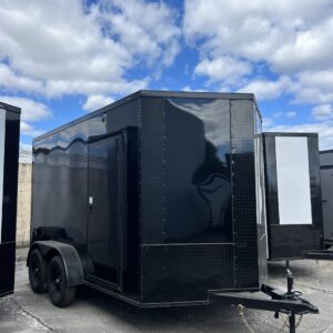 π 2026 7x12 Ta Enclosed Cargo Trailer Double Axle Polycore 0.080π₯ (BLACKOUT)