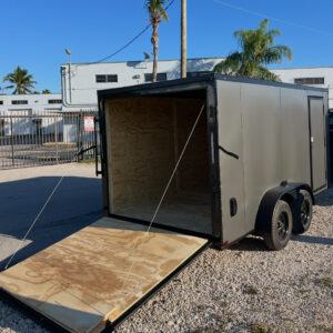 π 2026 7x14 Ta Enclosed Cargo Trailer Double Axle Polycore 0.080π₯ (CHARCOAL / BLACK TRIM)