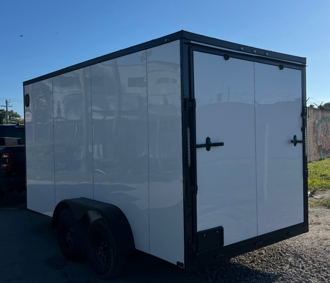 π 2026 7x14 Ta Enclosed Cargo Trailer Double Axle Polycore 0.080π₯ (WHITE / BLACK TRIM) - Image 5
