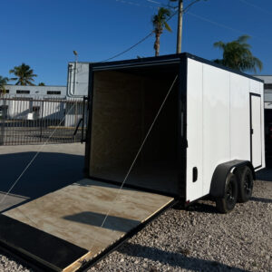 π 2026 7x14 Ta Enclosed Cargo Trailer Double Axle Polycore 0.080π₯ (WHITE / BLACK TRIM)