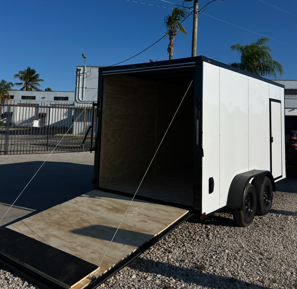 π 2026 7x14 Ta Enclosed Cargo Trailer Double Axle Polycore 0.080π₯ (WHITE / BLACK TRIM)