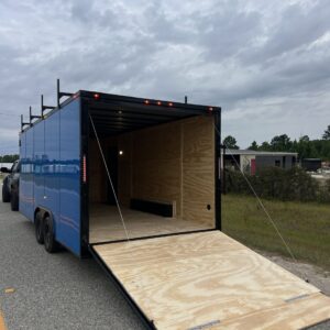 π 2026 8.5Γ20 Ta Enclosed Cargo Trailer Double Axle + Ladder Rack Polycore 0.080π₯ (PEPSI BLUE / BLACK TRIM)