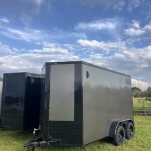 π 2026 6x12 Ta Enclosed Cargo Trailer Double Axle Polycore 0.080π₯ (CHARCOAL / BLACK TRIM)