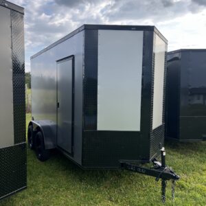 π 2026 6x12 Ta Enclosed Cargo Trailer Double Axle Polycore 0.080π₯ (SILVER / BLACK TRIM)
