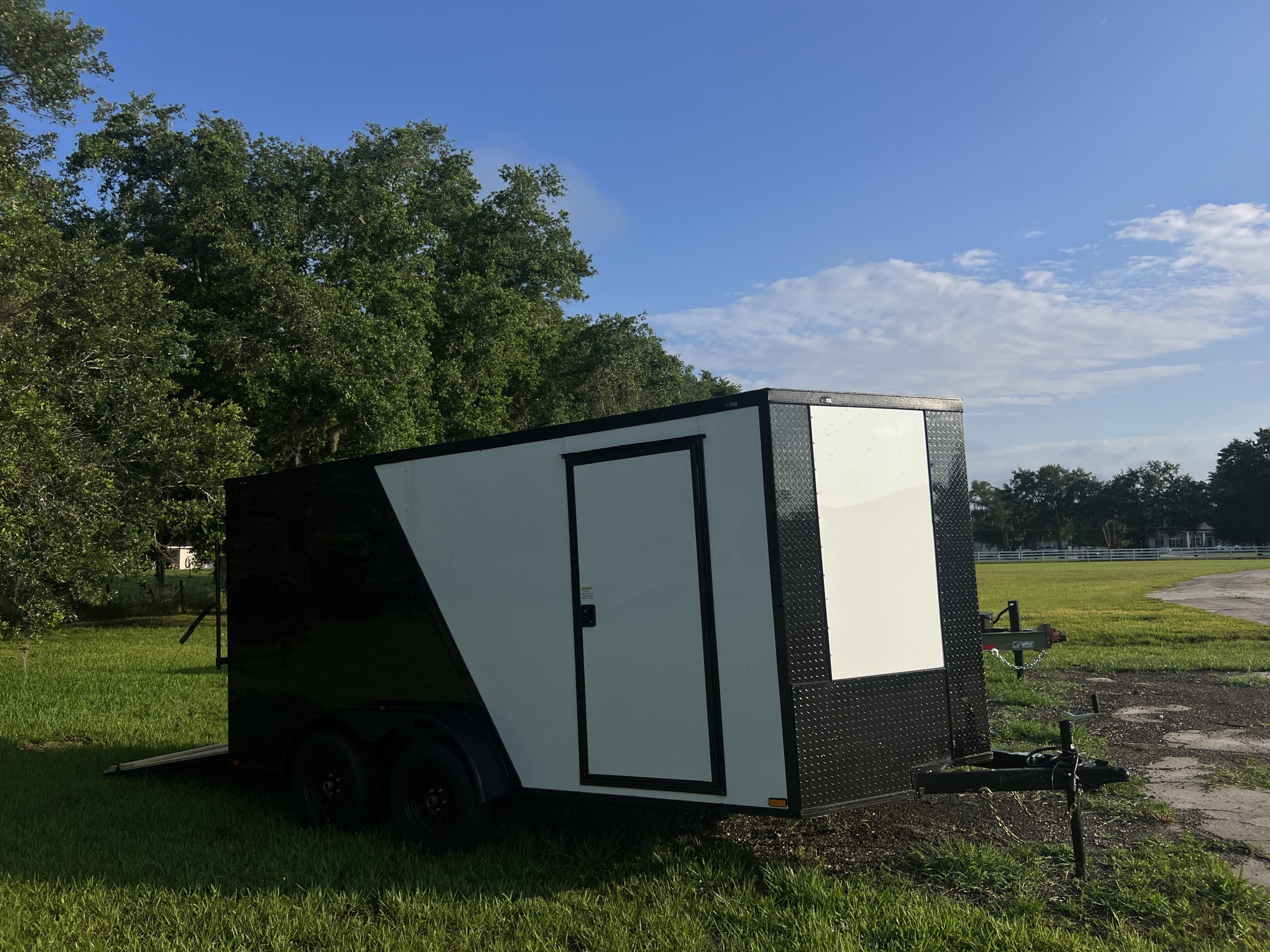 π 2026 7x14 Ta Enclosed Cargo Trailer Double Axle Polycore 0.080π₯ (TWO TONE WHITE / BLACK TRIM) - Image 3