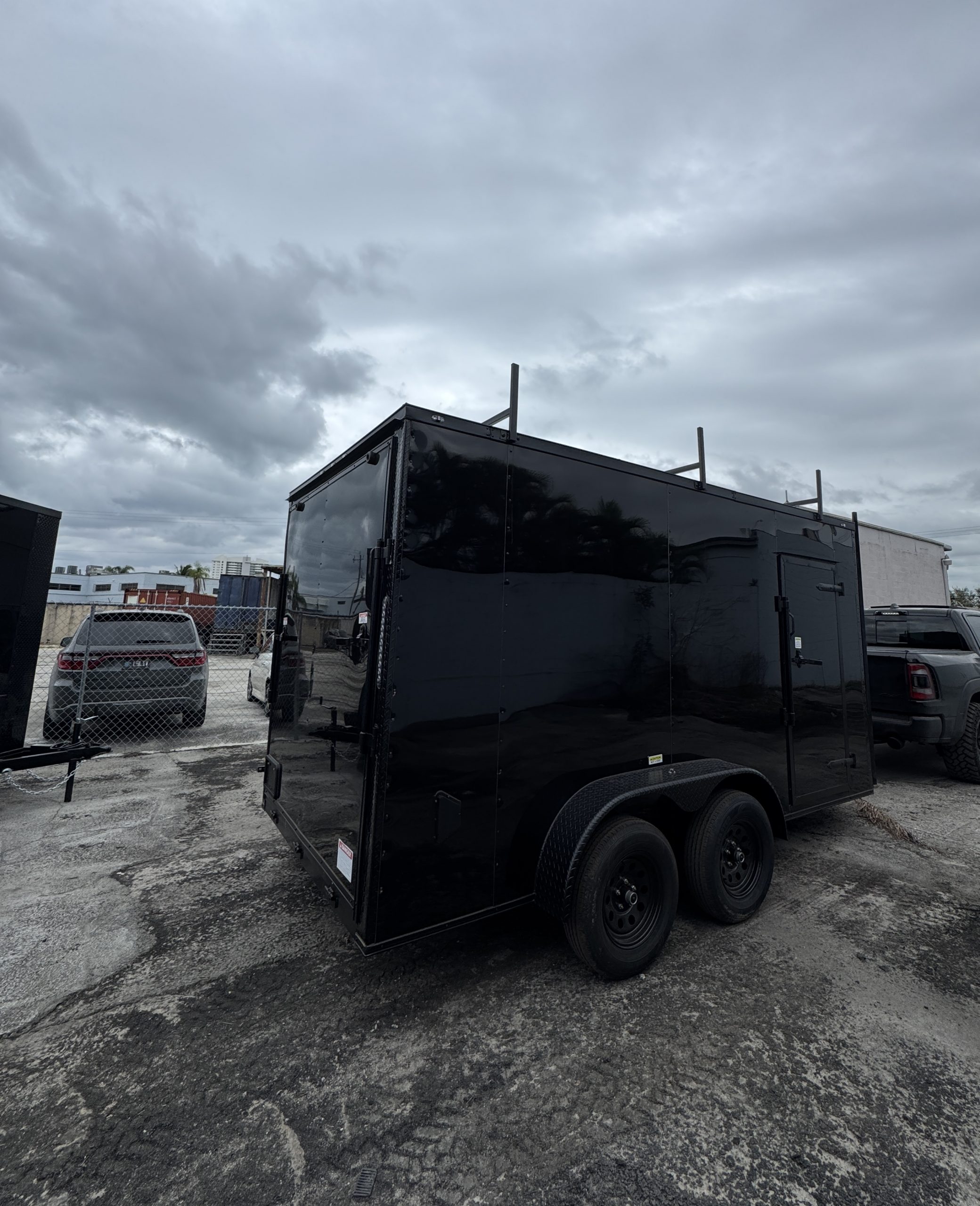 π 2026 7x14 Ta Enclosed Cargo Trailer Double Axle + Ladder Rack Polycore 0.080π₯ (BLACKOUT) - Image 2