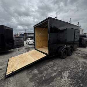 ๐ 2026 7x14 Ta Enclosed Cargo Trailer Double Axle + Ladder Rack Polycore 0.080๐ฅ (BLACKOUT)