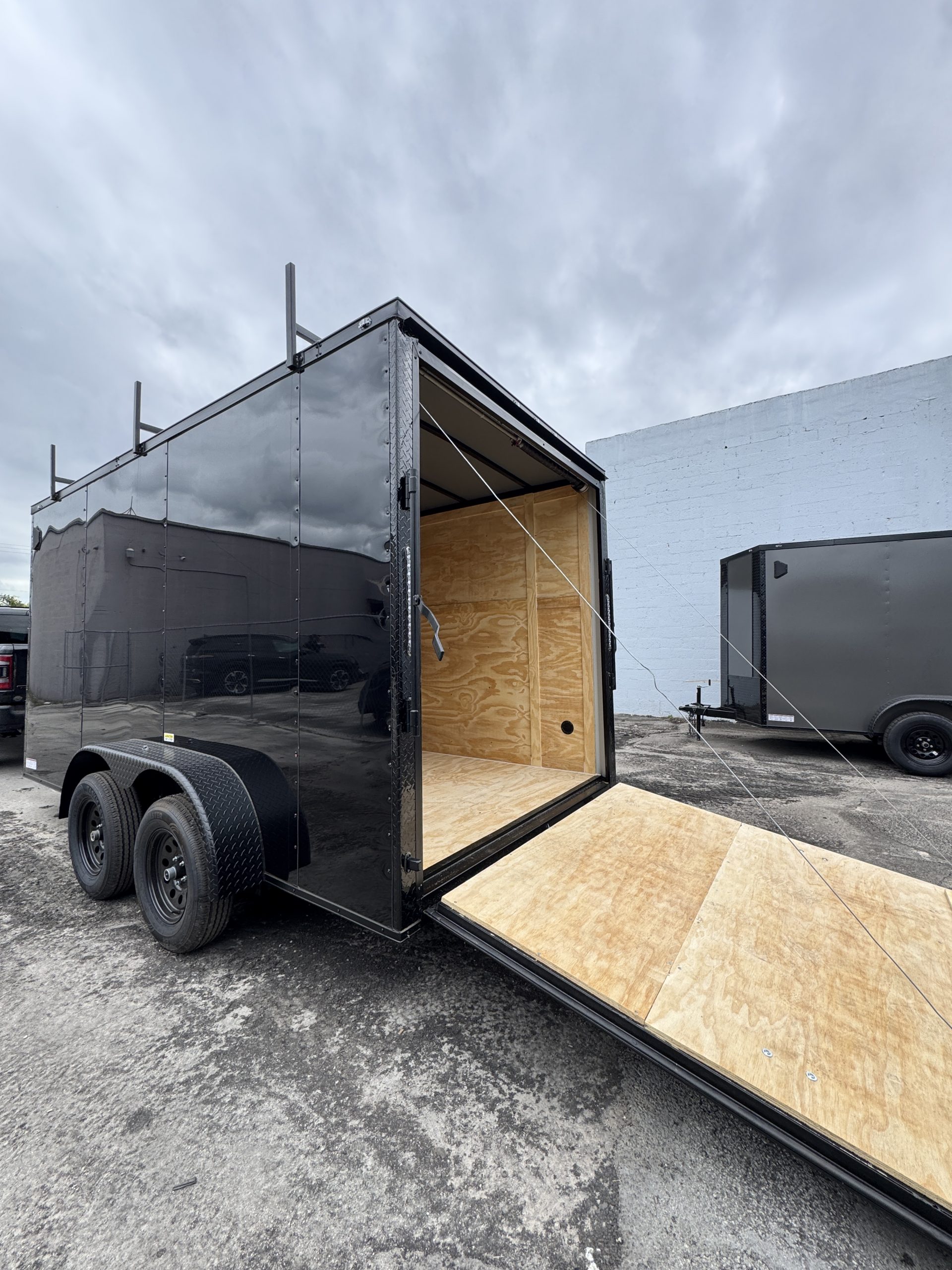 π 2026 7x14 Ta Enclosed Cargo Trailer Double Axle + Ladder Rack Polycore 0.080π₯ (BLACKOUT) - Image 5