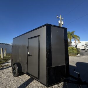 π 2026 6x12 Sa Enclosed Cargo Trailer Single Axle 0.080 Polycoreπ₯ (CHARCOAL / BLACK TRIM)