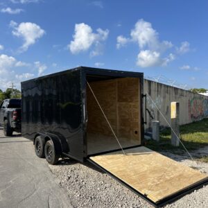 π 2026 7x16 Ta Enclosed Cargo Trailer Double Axle Polycore 0.080π₯ (BLACKOUT)